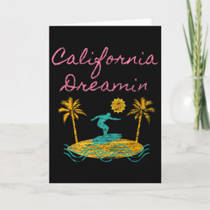 Kalifornien Träum Surfing Retro Träumend Karte