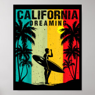 Kalifornien Träumende Männer Frauen Surfen Strand Poster