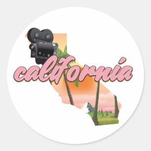 Kalifornien USA Kartenposter Runder Aufkleber