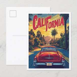 Kalifornien USA Kunst Vintage-Illustration Reise Postkarte