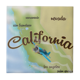 Kalifornien USA Vintage-Karte und Reiseposter Fliese