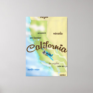 Kalifornien USA Vintage-Karte und Reiseposter Leinwanddruck