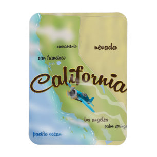 Kalifornien USA Vintage-Karte und Reiseposter Magnet