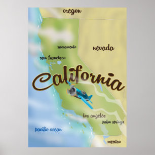Kalifornien USA Vintage-Karte und Reiseposter Poster