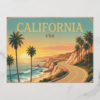 Kalifornien USA Vintage-Reisepostkarte Folien Feiertagspostkarte