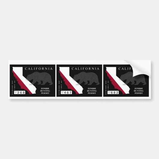 Kalifornien-Zombie-Jagd-Erlaubnis Autoaufkleber (Vorne)