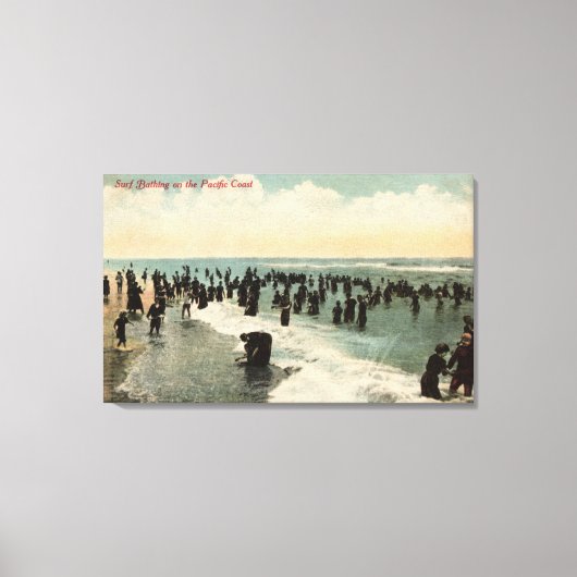 KalifornienMenschenmassen schwimmen an der Pazifik Leinwanddruck (Vorderseite)