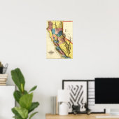 KalifornienPanoramakarte Poster (Heimbüro)