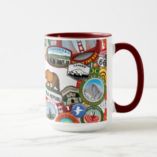 Kaliforniensuperaufkleber-Collagen-Muster Tasse