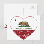 kalifornische Flagge burbank Herz in Not Postkarte (Vorne/Hinten)