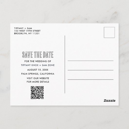 Kalifornische Hochzeit in Urlaubsort Save the Date Postkarte (Rückseite)