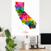 Kalifornische Karte Poster (Heimbüro)