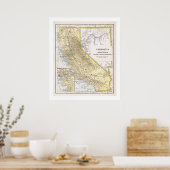 Kalifornische Karte von 1886 Poster (Küche)