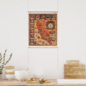 Kalifornische Karte während des spanischen mexikan Poster (Küche)