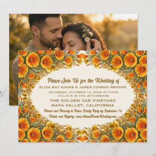 Kalifornische Mohn-Foto-Hochzeitseinladung Save The Date