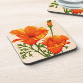 Kalifornische Mohn Kalifornien-Mohn in Orange Getränkeuntersetzer (Linke Seite)