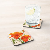 Kalifornische Mohn Kalifornien-Mohn in Orange Getränkeuntersetzer (Rechte Seite)
