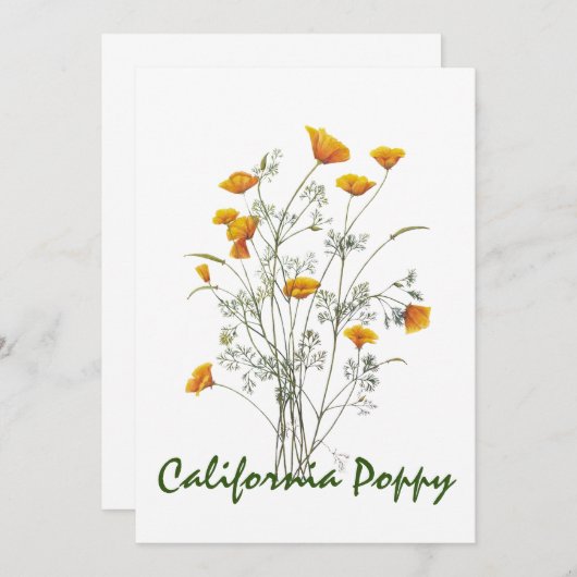 Kalifornische Mohnblütenfarbe in grün gelb Dankeskarte (Vorne/Hinten)