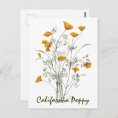Kalifornische Mohnblütenfarbe in grün gelb Postkarte (Vorne/Hinten)