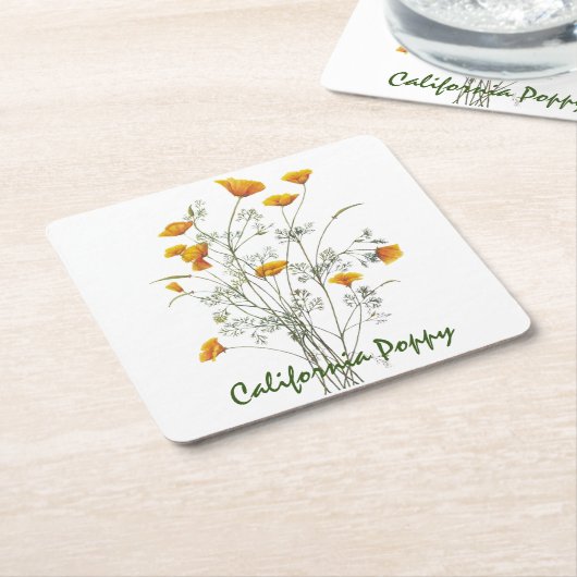 Kalifornische Mohnblütenfarbe in grün gelb Rechteckiger Pappuntersetzer (angewinkelt)