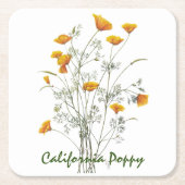 Kalifornische Mohnblütenfarbe in grün gelb Rechteckiger Pappuntersetzer (Vorderseite)
