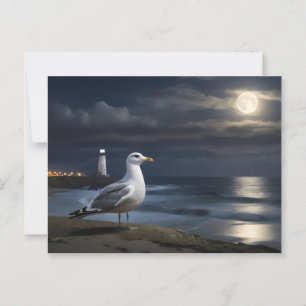 Kalifornische Möwe mit Meereslicht Hintergrund Postkarte