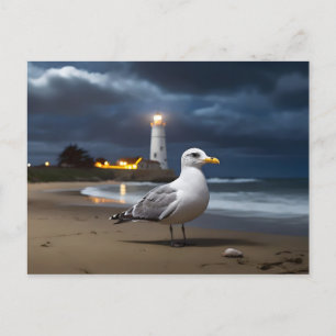 Kalifornische Möwe mit Meereslicht Hintergrund Postkarte