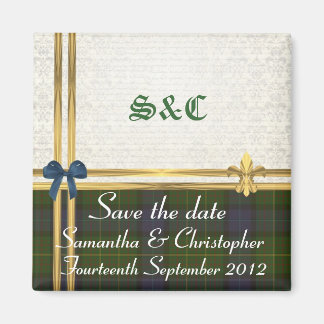 Kalifornische Tartan und Gold auf Damast Save the Magnet