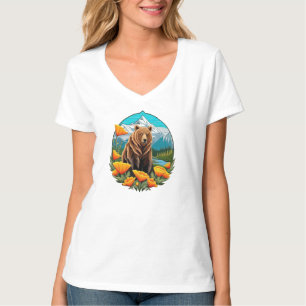 Kalifornischer Bär, umgeben von orangefarbenem Kal T-Shirt