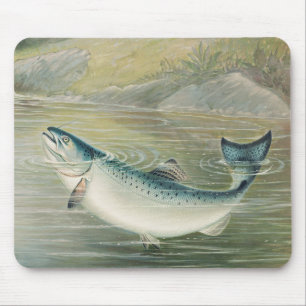 Kalifornischer Lachs von S.A. Kilbourne, Vintage F Mousepad