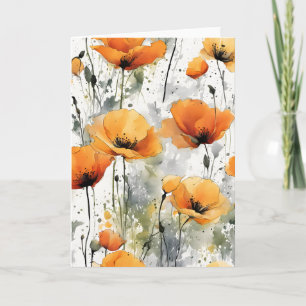 Kalifornischer Mohn - Aquarellblumen Karte