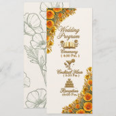 Kalifornischer Mohn Florales Hochzeitsprogramm Kar Programm (Vorne/Hinten)