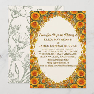 Kalifornischer Mohn Goldene Hochzeitseinladung 5x7 Save The Date