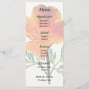 Kalifornischer Mohn Nahaufnahme Hochzeitsmenü Menükarte