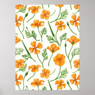 Kalifornischer Mohn, Sommerblumen, orange verwelkt Poster
