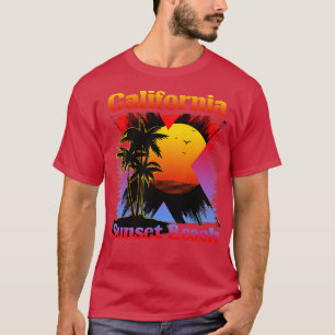 Kalifornischer Sommer-Surfstrand Vintage-Sonnenunt T-Shirt
