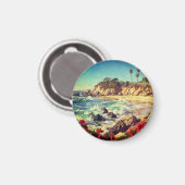 Kalifornischer Strand | Impressionistische Küstenk Magnet (Vorderseite/Rückseite)