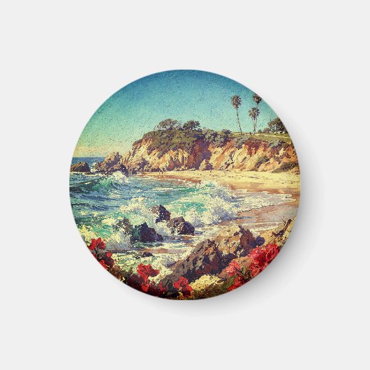 Kalifornischer Strand | Impressionistische Küstenk Magnet (Vorne)