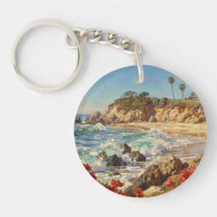 Kalifornischer Strand   Impressionistische Küstenk Schlüsselanhänger