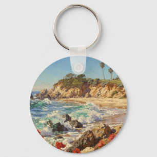 Kalifornischer Strand Impressionistische Küstenk Schlüsselanhänger