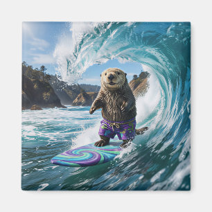 Kalifornischer Surfer Seeotter Magnet