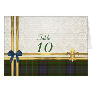 Kalifornischer Tartan & Gold auf weißer Damast-Tis