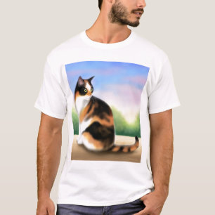 Kaliko-Katze am Sonnenuntergang-T - Shirt