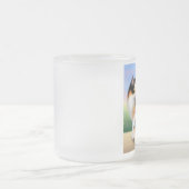 Kaliko-Katze an der Sonnenuntergang-Kaffee-Tasse Mattglastasse (Mittel)