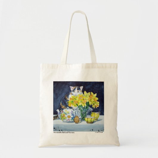 Kaliko-Katze hinter Blumen-Taschen-Tasche Tragetasche (Vorne)