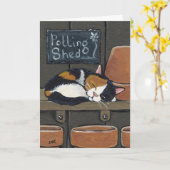 Kaliko-Katze in der Potting-Halle-Gruß-Karte Karte (Gelbe Blume)