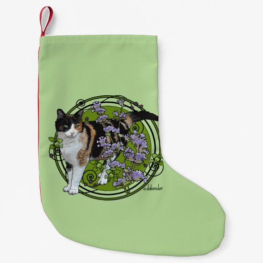 Kaliko-Katze mit Nepeta Kleiner Weihnachtsstrumpf (Vorderseite)