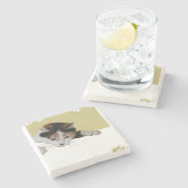 Kaliko-Katze Steinuntersetzer (Seitenansicht)