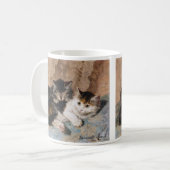 Kaliko-Katze und graue Kätzchen-Kunst-Malerei Kaffeetasse (Vorderseite Links)
