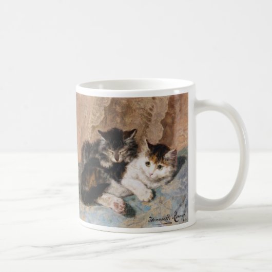 Kaliko-Katze und graue Kätzchen-Kunst-Malerei Kaffeetasse (Rechts)